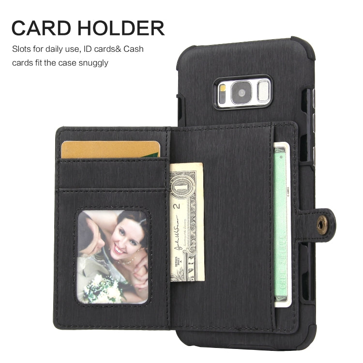 For Galaxy S8+ Brushed Texture Shockproof PU + TPU Case, with Card Slots & Wallet & Photo Frame