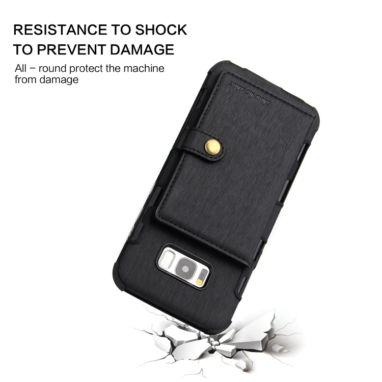 For Galaxy S8+ Brushed Texture Shockproof PU + TPU Case, with Card Slots & Wallet & Photo Frame
