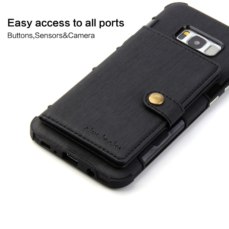 For Galaxy S8+ Brushed Texture Shockproof PU + TPU Case, with Card Slots & Wallet & Photo Frame