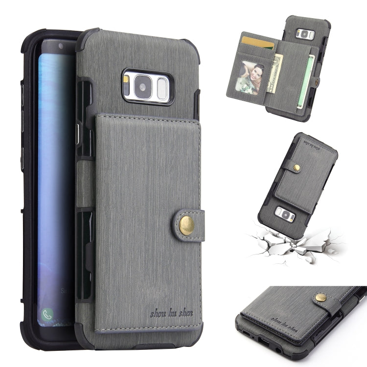 For Galaxy S8+ Brushed Texture Shockproof PU + TPU Case, with Card Slots & Wallet & Photo Frame