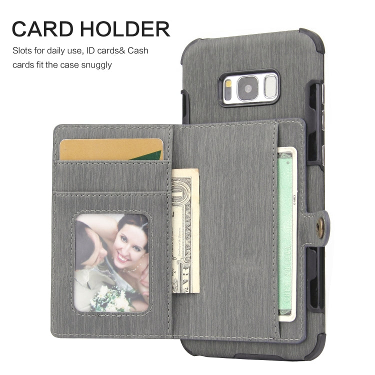 For Galaxy S8+ Brushed Texture Shockproof PU + TPU Case, with Card Slots & Wallet & Photo Frame
