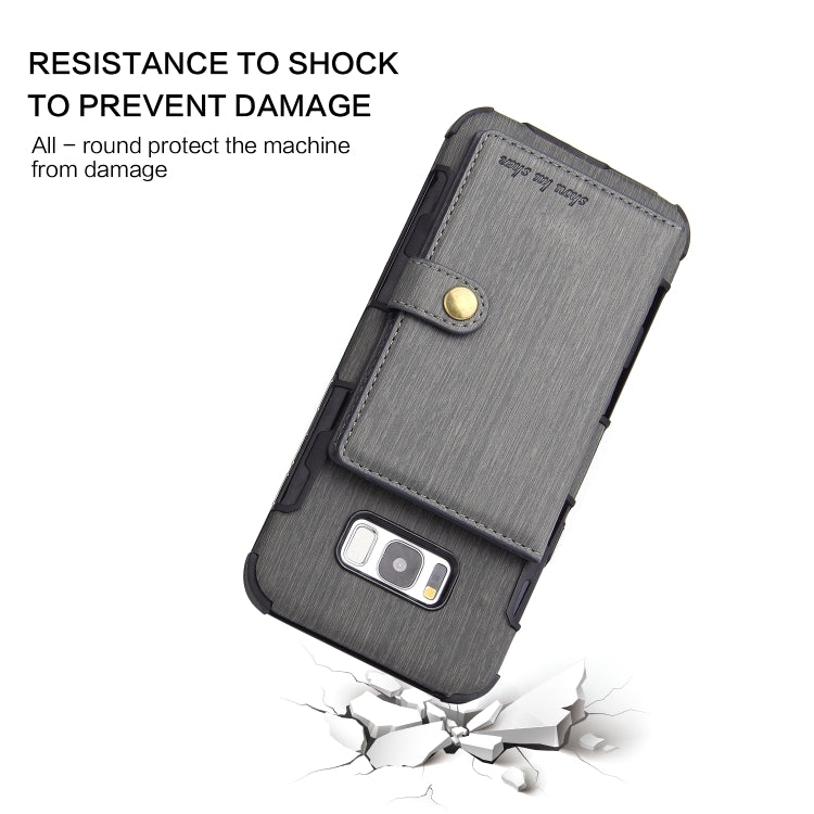For Galaxy S8+ Brushed Texture Shockproof PU + TPU Case, with Card Slots & Wallet & Photo Frame