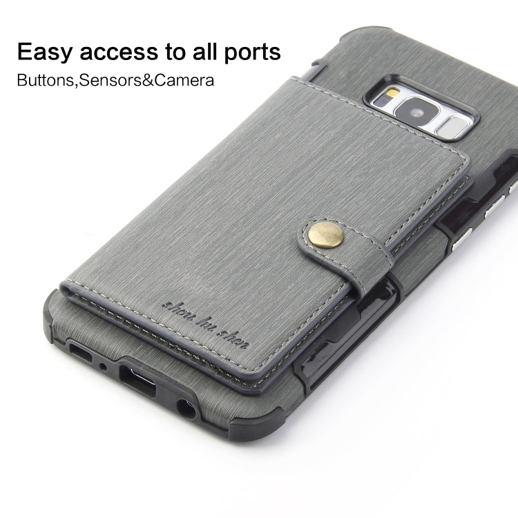 For Galaxy S8+ Brushed Texture Shockproof PU + TPU Case, with Card Slots & Wallet & Photo Frame