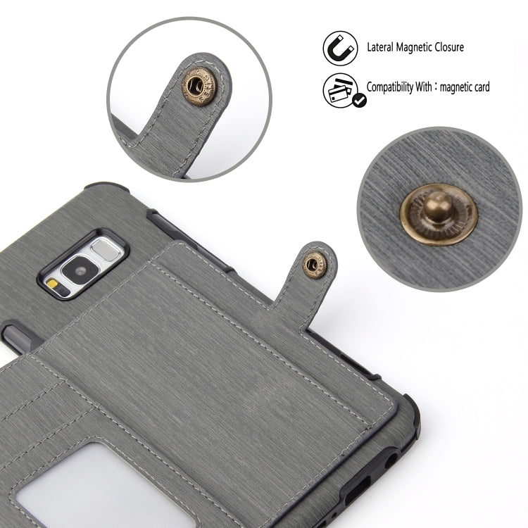 For Galaxy S8+ Brushed Texture Shockproof PU + TPU Case, with Card Slots & Wallet & Photo Frame