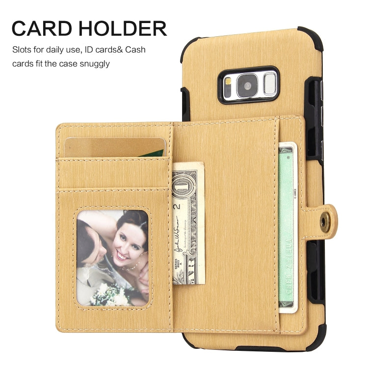For Galaxy S8+ Brushed Texture Shockproof PU + TPU Case, with Card Slots & Wallet & Photo Frame