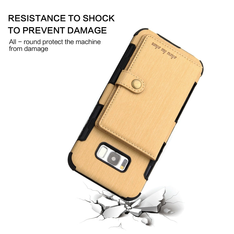 For Galaxy S8+ Brushed Texture Shockproof PU + TPU Case, with Card Slots & Wallet & Photo Frame