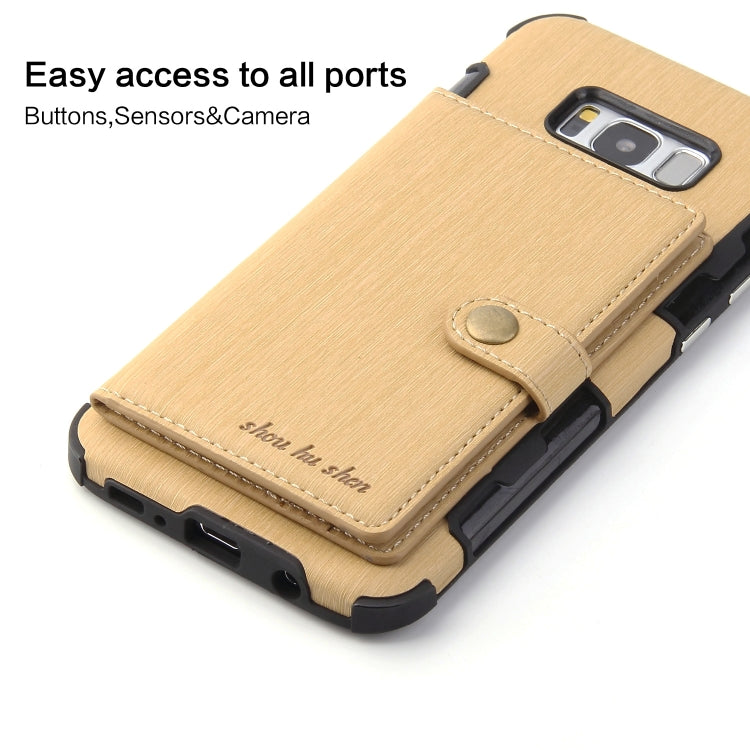 For Galaxy S8+ Brushed Texture Shockproof PU + TPU Case, with Card Slots & Wallet & Photo Frame