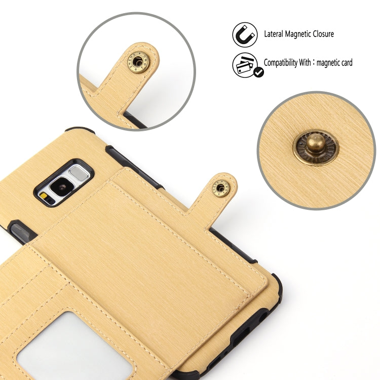 For Galaxy S8+ Brushed Texture Shockproof PU + TPU Case, with Card Slots & Wallet & Photo Frame