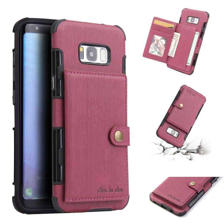 For Galaxy S8+ Brushed Texture Shockproof PU + TPU Case, with Card Slots & Wallet & Photo Frame
