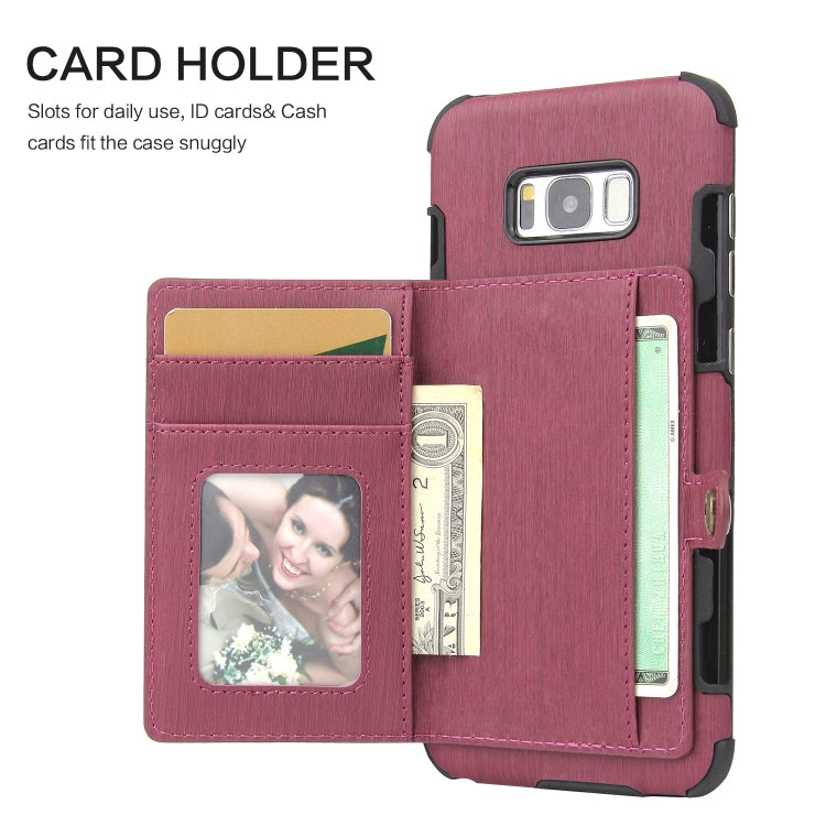 For Galaxy S8+ Brushed Texture Shockproof PU + TPU Case, with Card Slots & Wallet & Photo Frame