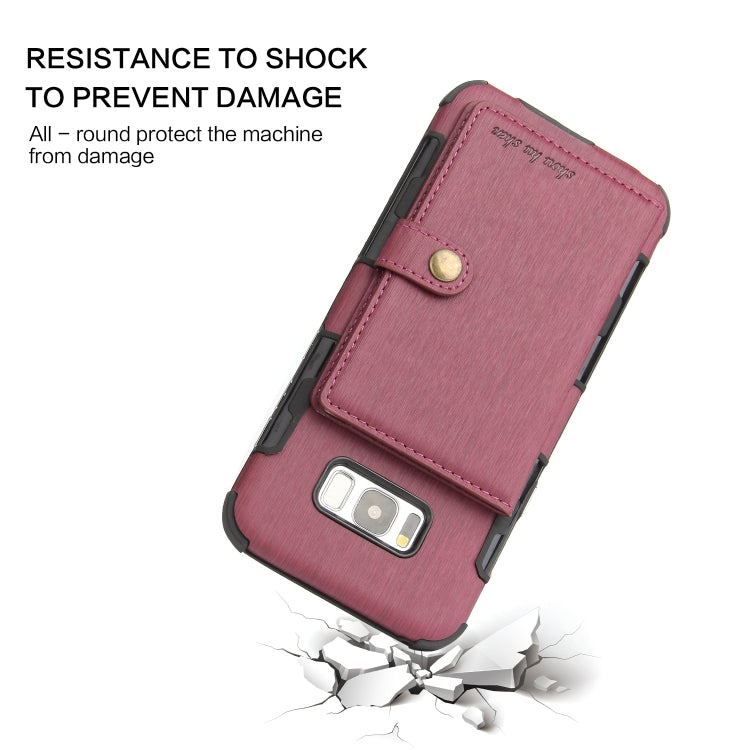 For Galaxy S8+ Brushed Texture Shockproof PU + TPU Case, with Card Slots & Wallet & Photo Frame