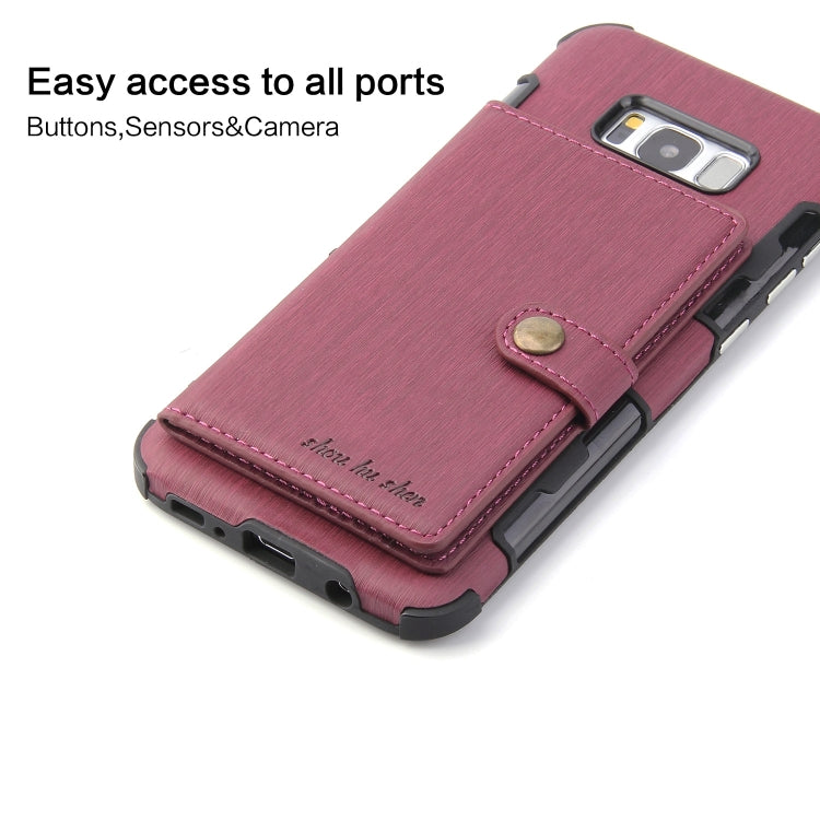 For Galaxy S8+ Brushed Texture Shockproof PU + TPU Case, with Card Slots & Wallet & Photo Frame