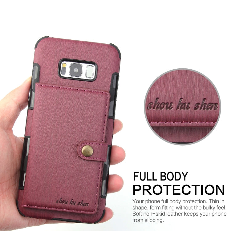 For Galaxy S8+ Brushed Texture Shockproof PU + TPU Case, with Card Slots & Wallet & Photo Frame