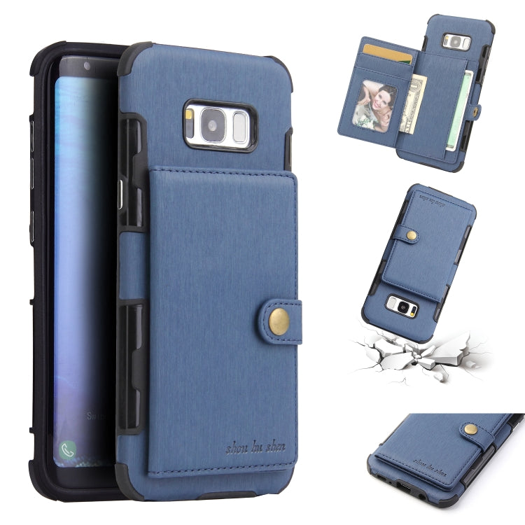 For Galaxy S8+ Brushed Texture Shockproof PU + TPU Case, with Card Slots & Wallet & Photo Frame