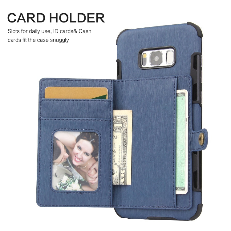 For Galaxy S8+ Brushed Texture Shockproof PU + TPU Case, with Card Slots & Wallet & Photo Frame