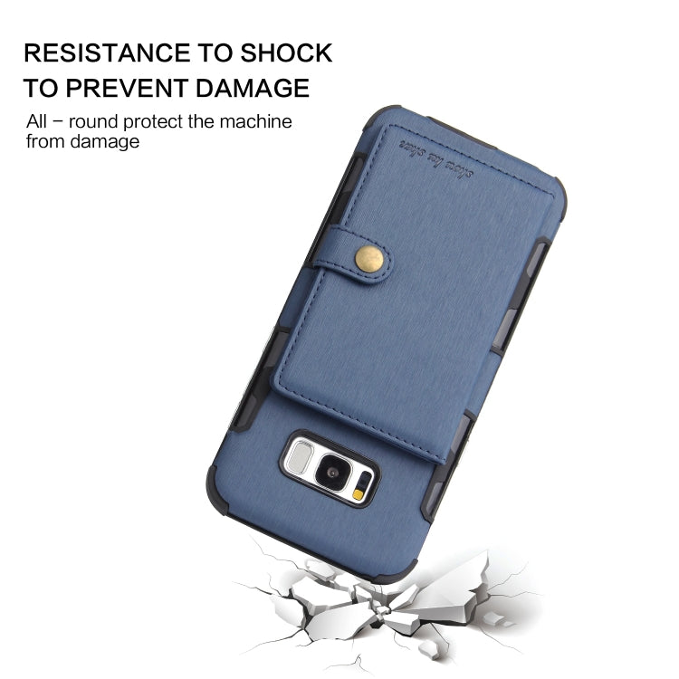 For Galaxy S8+ Brushed Texture Shockproof PU + TPU Case, with Card Slots & Wallet & Photo Frame