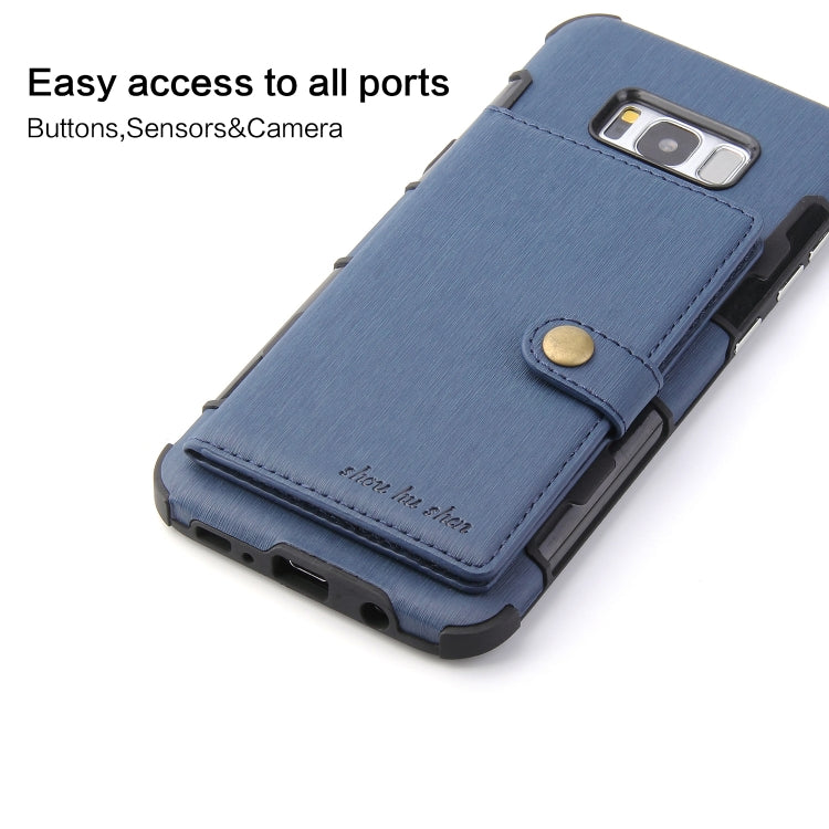 For Galaxy S8+ Brushed Texture Shockproof PU + TPU Case, with Card Slots & Wallet & Photo Frame