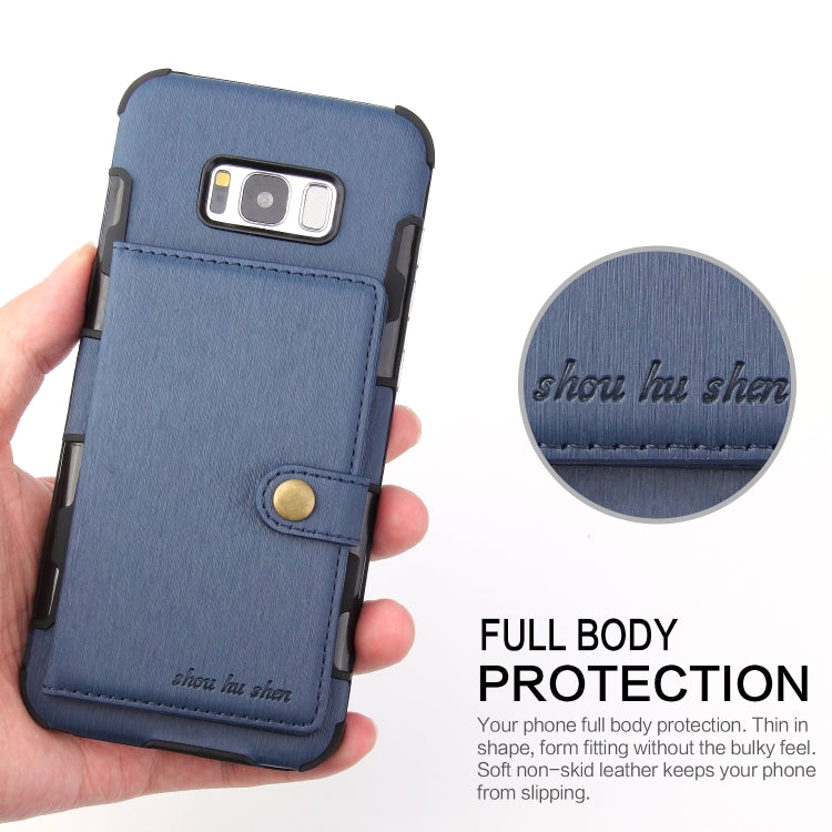 For Galaxy S8+ Brushed Texture Shockproof PU + TPU Case, with Card Slots & Wallet & Photo Frame