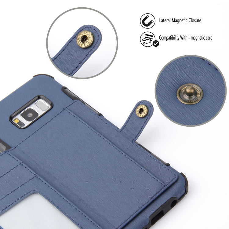 For Galaxy S8+ Brushed Texture Shockproof PU + TPU Case, with Card Slots & Wallet & Photo Frame
