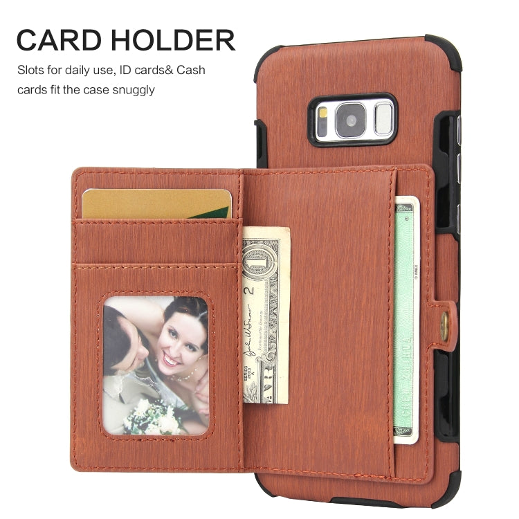 For Galaxy S8+ Brushed Texture Shockproof PU + TPU Case, with Card Slots & Wallet & Photo Frame