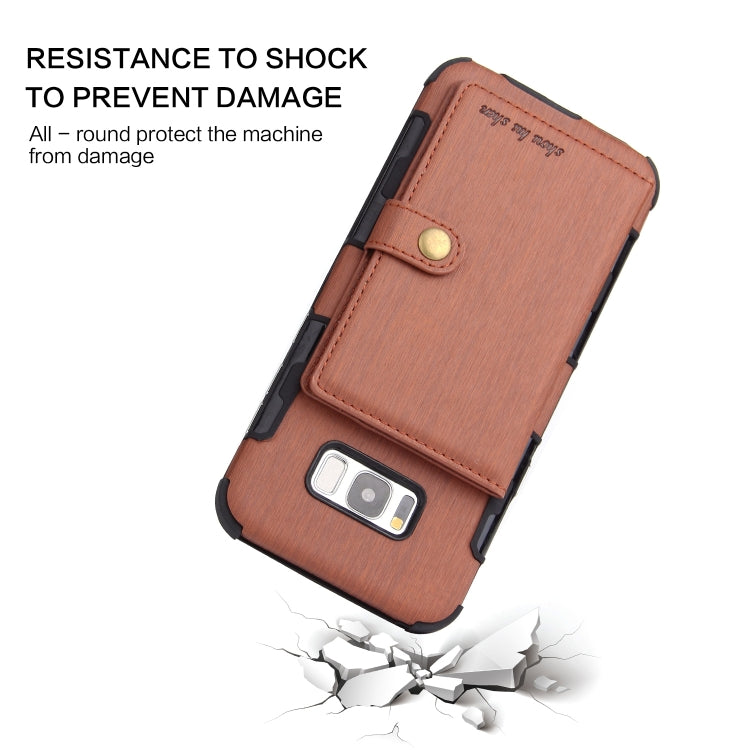 For Galaxy S8+ Brushed Texture Shockproof PU + TPU Case, with Card Slots & Wallet & Photo Frame
