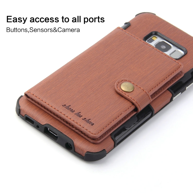 For Galaxy S8+ Brushed Texture Shockproof PU + TPU Case, with Card Slots & Wallet & Photo Frame