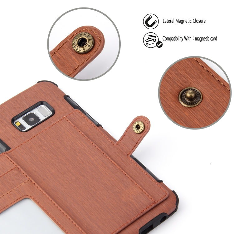 For Galaxy S8+ Brushed Texture Shockproof PU + TPU Case, with Card Slots & Wallet & Photo Frame