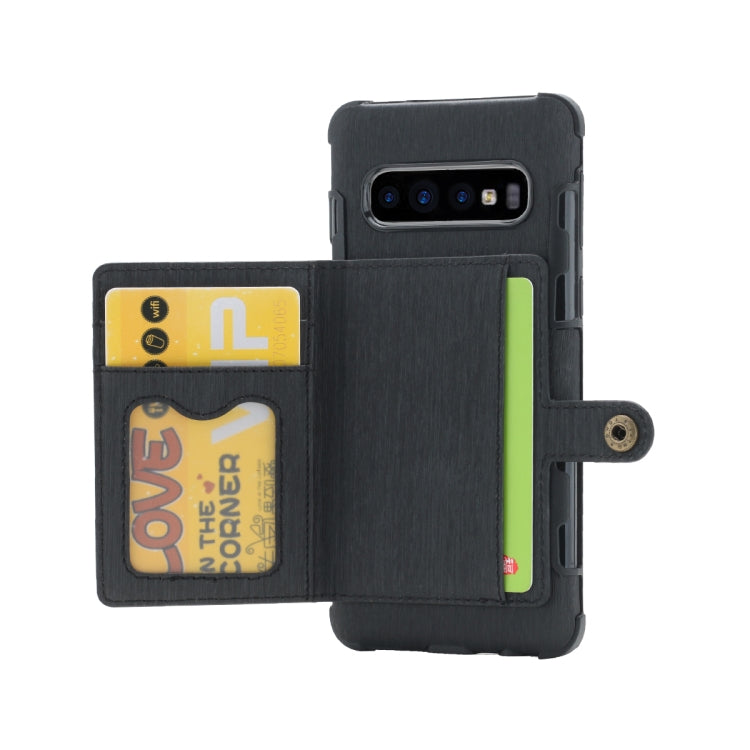 For Galaxy S10 Brushed Texture Shockproof PU + TPU Case, with Card Slots & Wallet & Photo Frame