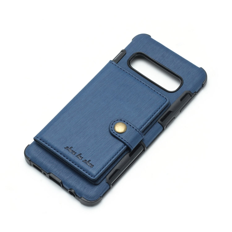 For Galaxy S10 Brushed Texture Shockproof PU + TPU Case, with Card Slots & Wallet & Photo Frame