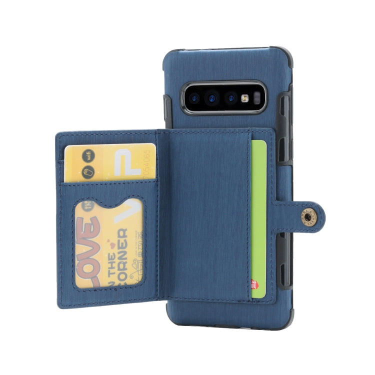 For Galaxy S10 Brushed Texture Shockproof PU + TPU Case, with Card Slots & Wallet & Photo Frame