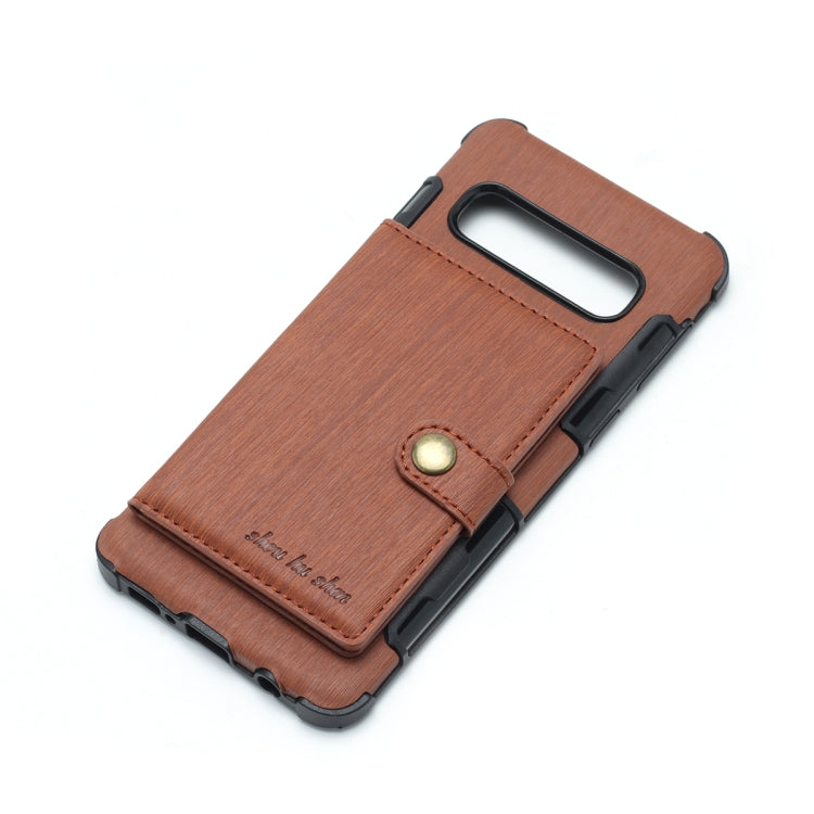 For Galaxy S10 Brushed Texture Shockproof PU + TPU Case, with Card Slots & Wallet & Photo Frame