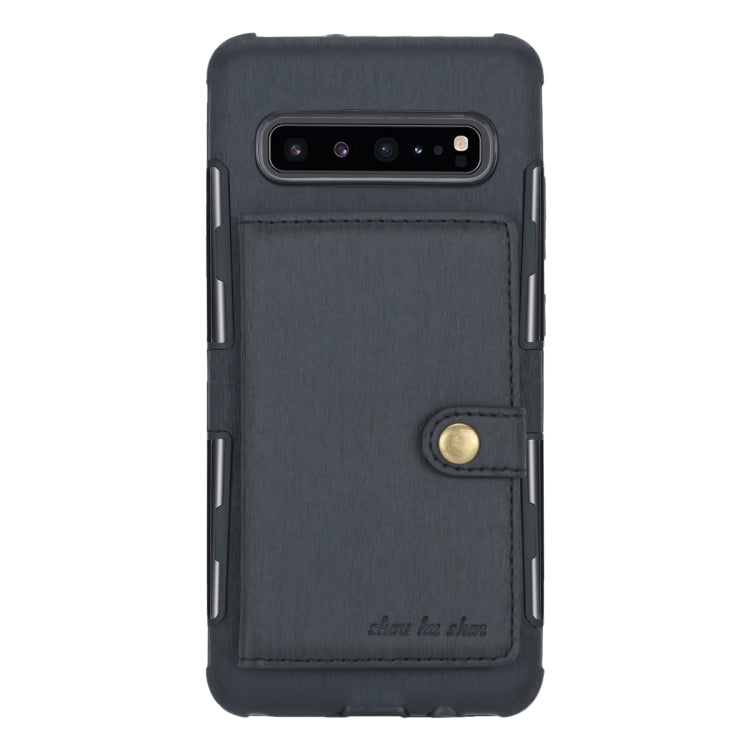 For Galaxy S10 5G Brushed Texture Shockproof PU + TPU Case, with Card Slots & Wallet & Photo Frame