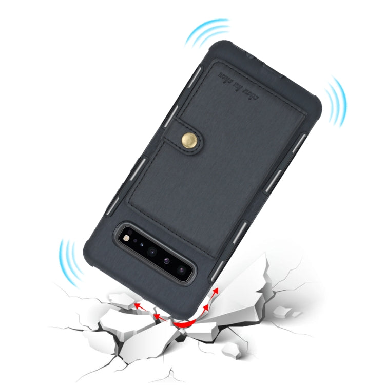 For Galaxy S10 5G Brushed Texture Shockproof PU + TPU Case, with Card Slots & Wallet & Photo Frame