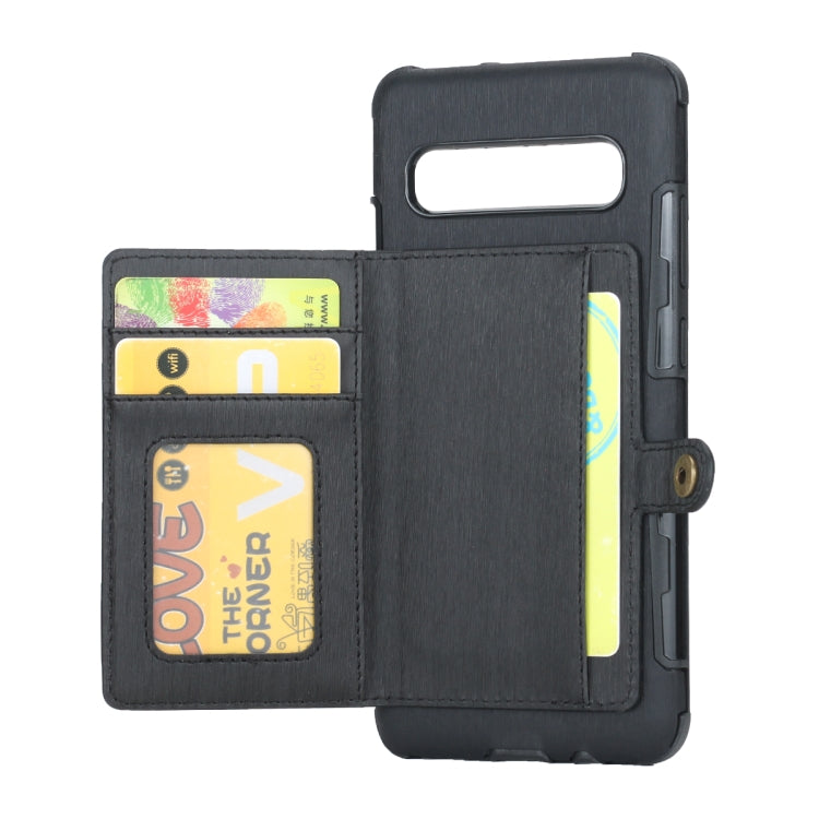 For Galaxy S10 5G Brushed Texture Shockproof PU + TPU Case, with Card Slots & Wallet & Photo Frame