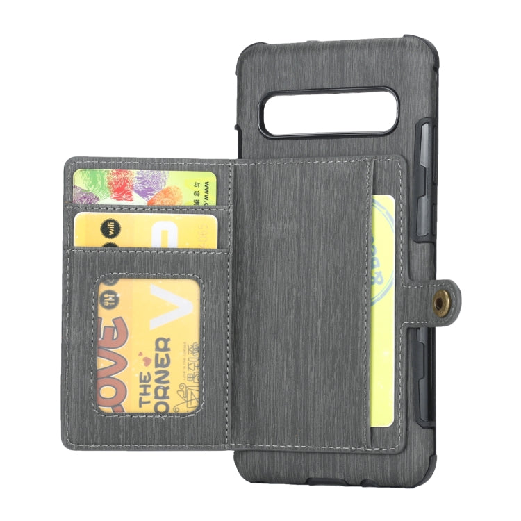 For Galaxy S10 5G Brushed Texture Shockproof PU + TPU Case, with Card Slots & Wallet & Photo Frame