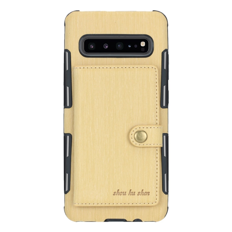 For Galaxy S10 5G Brushed Texture Shockproof PU + TPU Case, with Card Slots & Wallet & Photo Frame