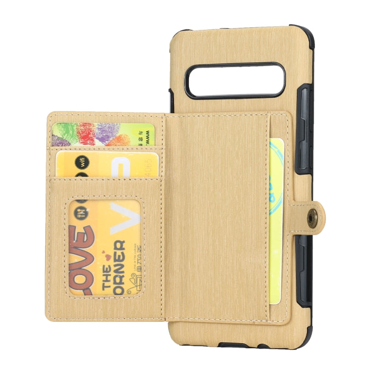 For Galaxy S10 5G Brushed Texture Shockproof PU + TPU Case, with Card Slots & Wallet & Photo Frame