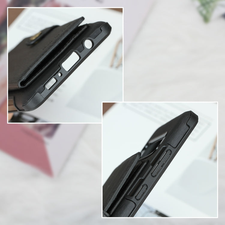 For Galaxy S10 5G Brushed Texture Shockproof PU + TPU Case, with Card Slots & Wallet & Photo Frame
