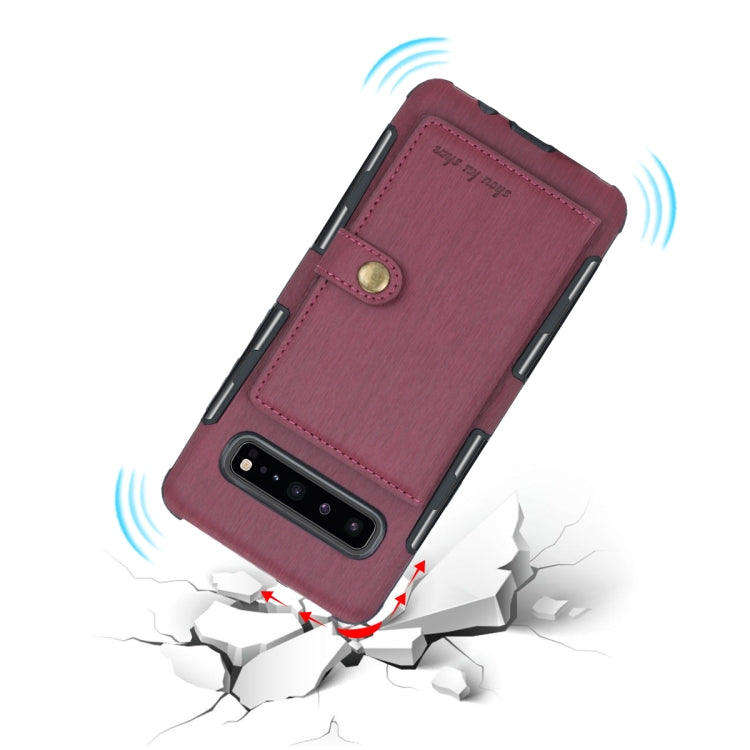 For Galaxy S10 5G Brushed Texture Shockproof PU + TPU Case, with Card Slots & Wallet & Photo Frame