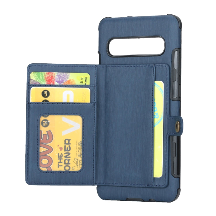For Galaxy S10 5G Brushed Texture Shockproof PU + TPU Case, with Card Slots & Wallet & Photo Frame