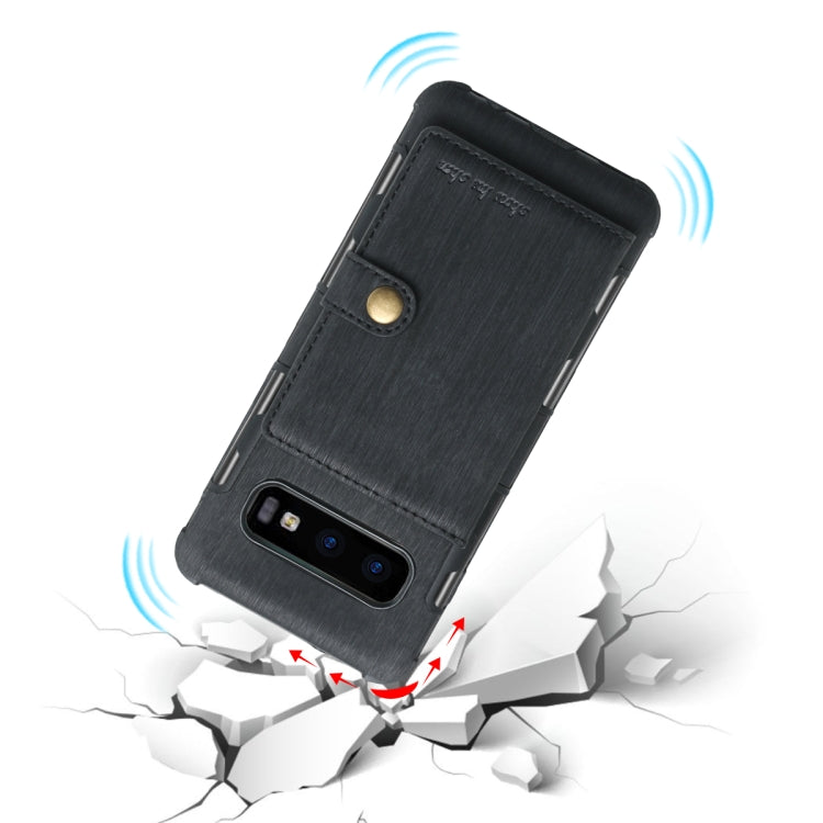For Galaxy S10e Brushed Texture Shockproof PU + TPU Case, with Card Slots & Wallet & Photo Frame