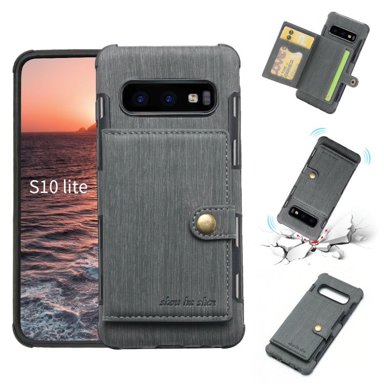 For Galaxy S10e Brushed Texture Shockproof PU + TPU Case, with Card Slots & Wallet & Photo Frame