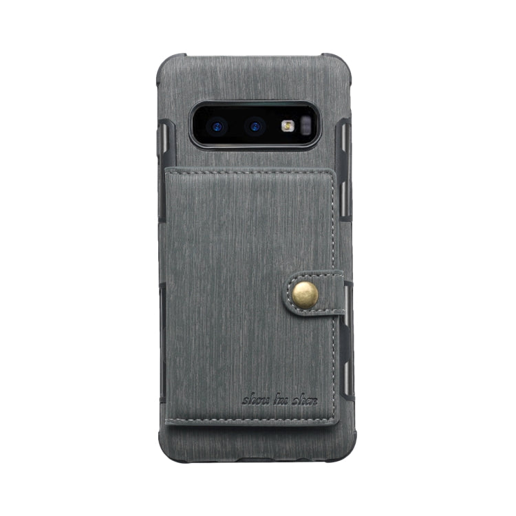 For Galaxy S10e Brushed Texture Shockproof PU + TPU Case, with Card Slots & Wallet & Photo Frame