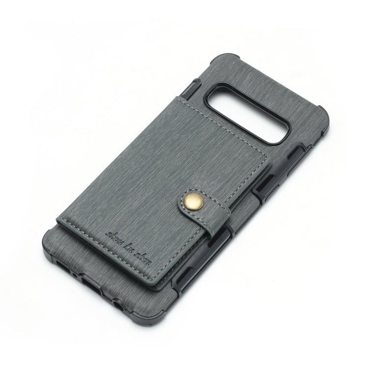 For Galaxy S10e Brushed Texture Shockproof PU + TPU Case, with Card Slots & Wallet & Photo Frame