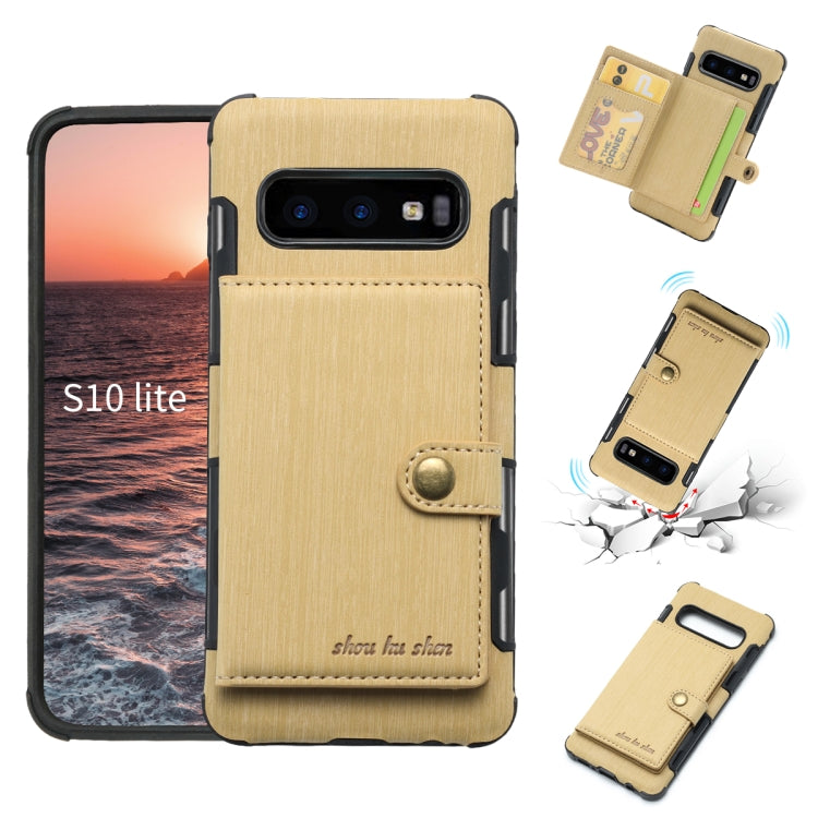 For Galaxy S10e Brushed Texture Shockproof PU + TPU Case, with Card Slots & Wallet & Photo Frame