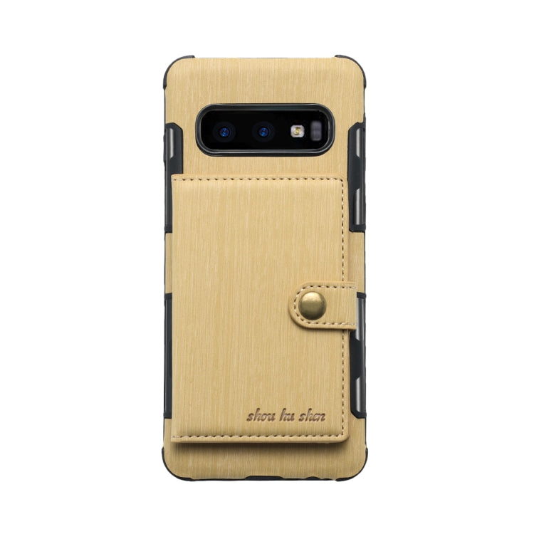 For Galaxy S10e Brushed Texture Shockproof PU + TPU Case, with Card Slots & Wallet & Photo Frame