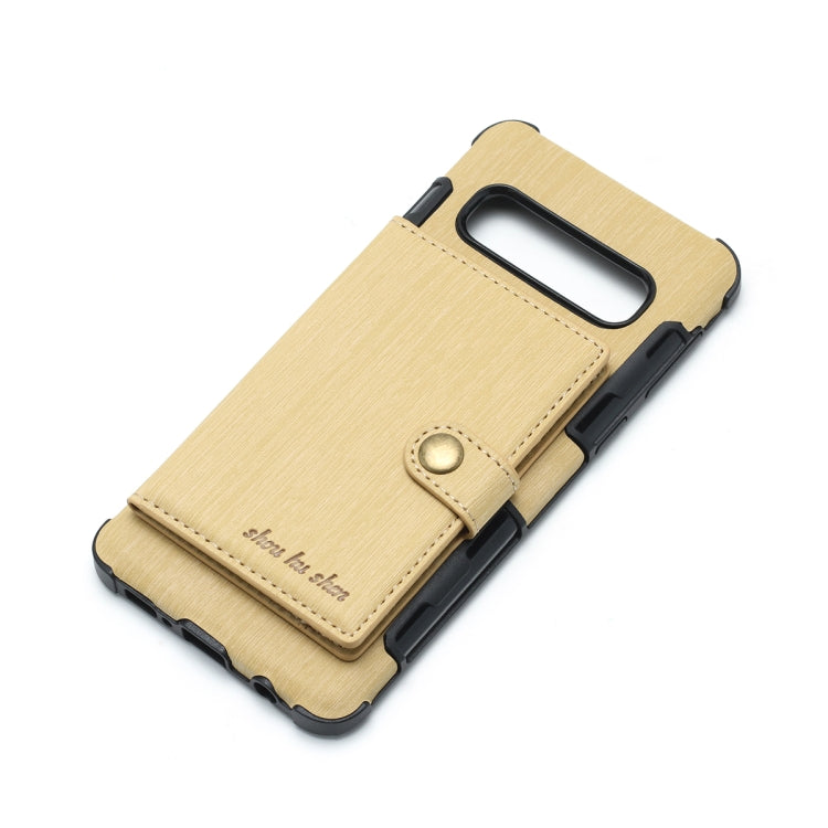 For Galaxy S10e Brushed Texture Shockproof PU + TPU Case, with Card Slots & Wallet & Photo Frame
