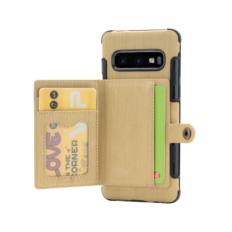 For Galaxy S10e Brushed Texture Shockproof PU + TPU Case, with Card Slots & Wallet & Photo Frame