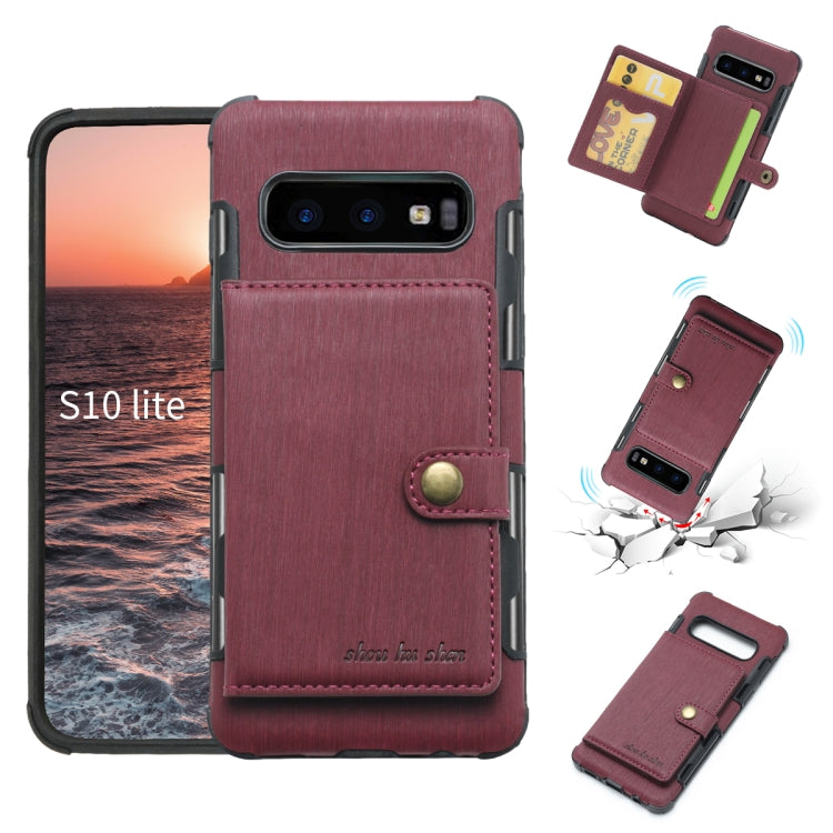For Galaxy S10e Brushed Texture Shockproof PU + TPU Case, with Card Slots & Wallet & Photo Frame