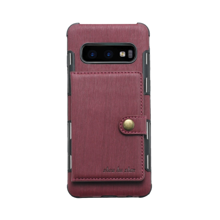 For Galaxy S10e Brushed Texture Shockproof PU + TPU Case, with Card Slots & Wallet & Photo Frame